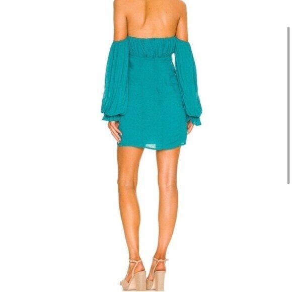 Solare Mini Dress Majorelle Revolve Ocean Blue Polka Dot Off The Shoulder Small - Picture 9 of 9